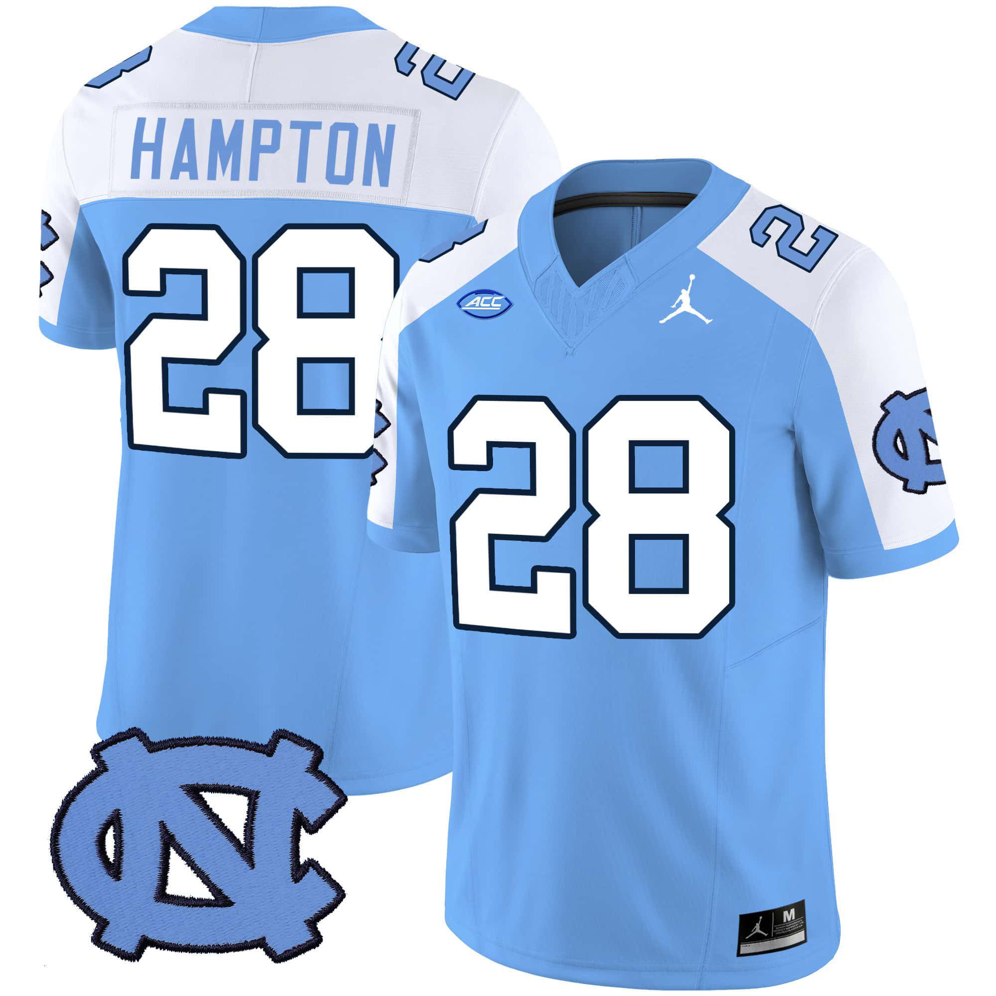 Men North Carolina Tar Heels #28 Hampton Light Blue 2024 Vapor Limited NCAA Jersey